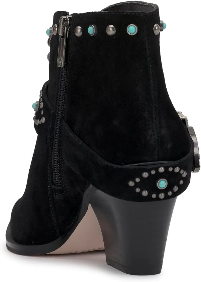 Jessica Simpson Womens Pivvy Suede Studded Cowboy, Western Boots