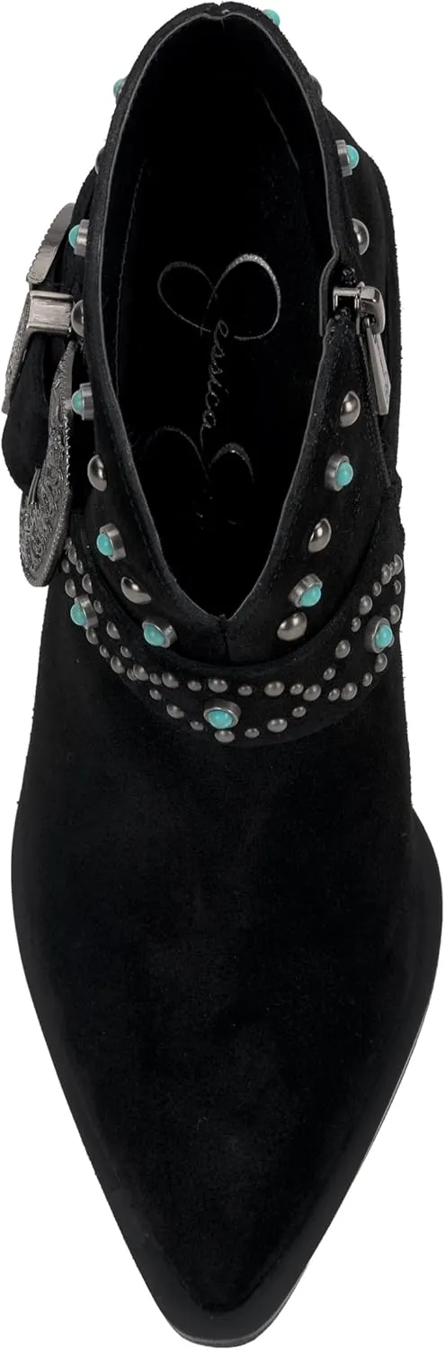 Jessica Simpson Womens Pivvy Suede Studded Cowboy, Western Boots