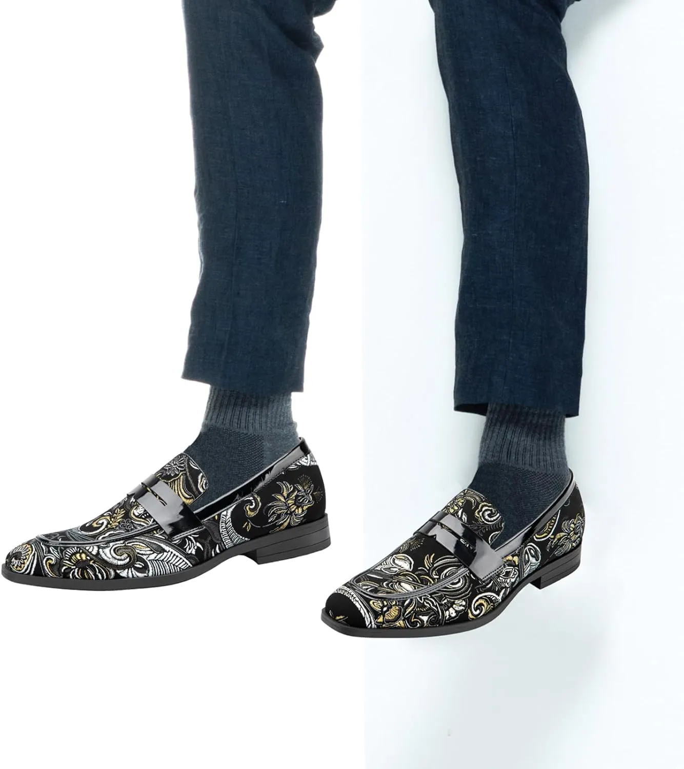 JITAI Mens Velvet Loafers Dress Shoes Loafers for Men Tuxedo Suit Shoes