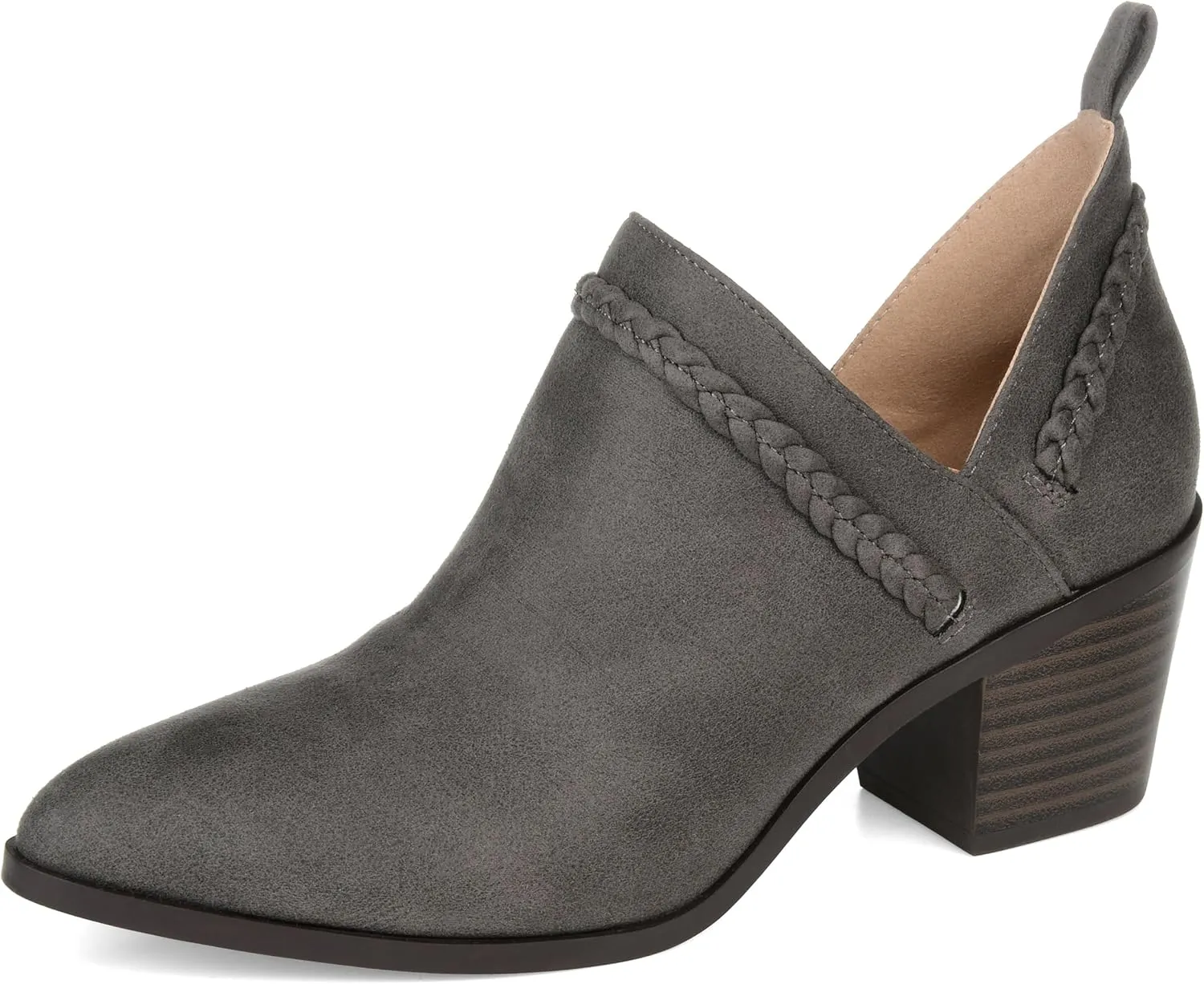 Journee Womens Sophie Pull On Stacked Heel Booties Brown