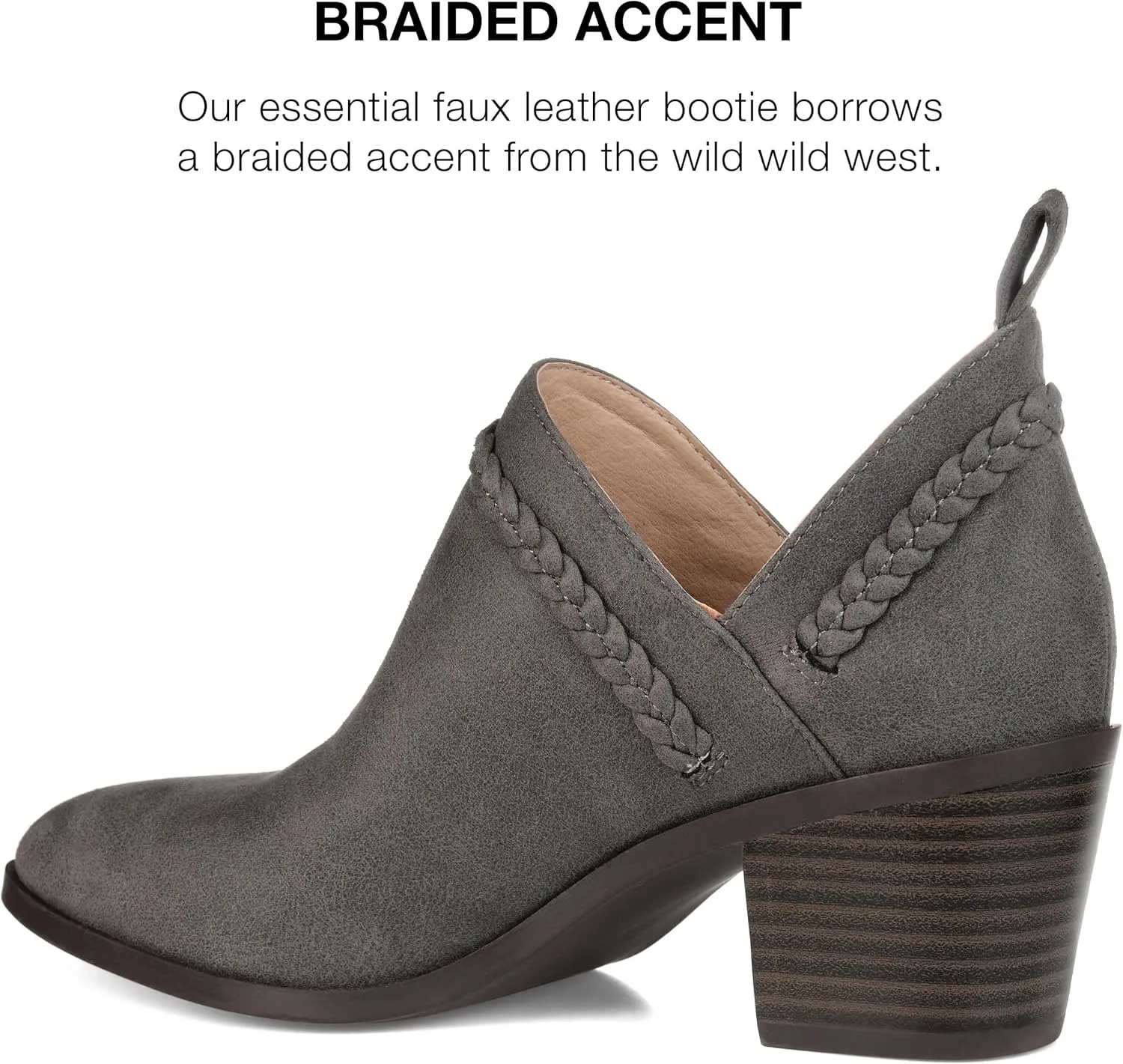 Journee Womens Sophie Pull On Stacked Heel Booties Brown