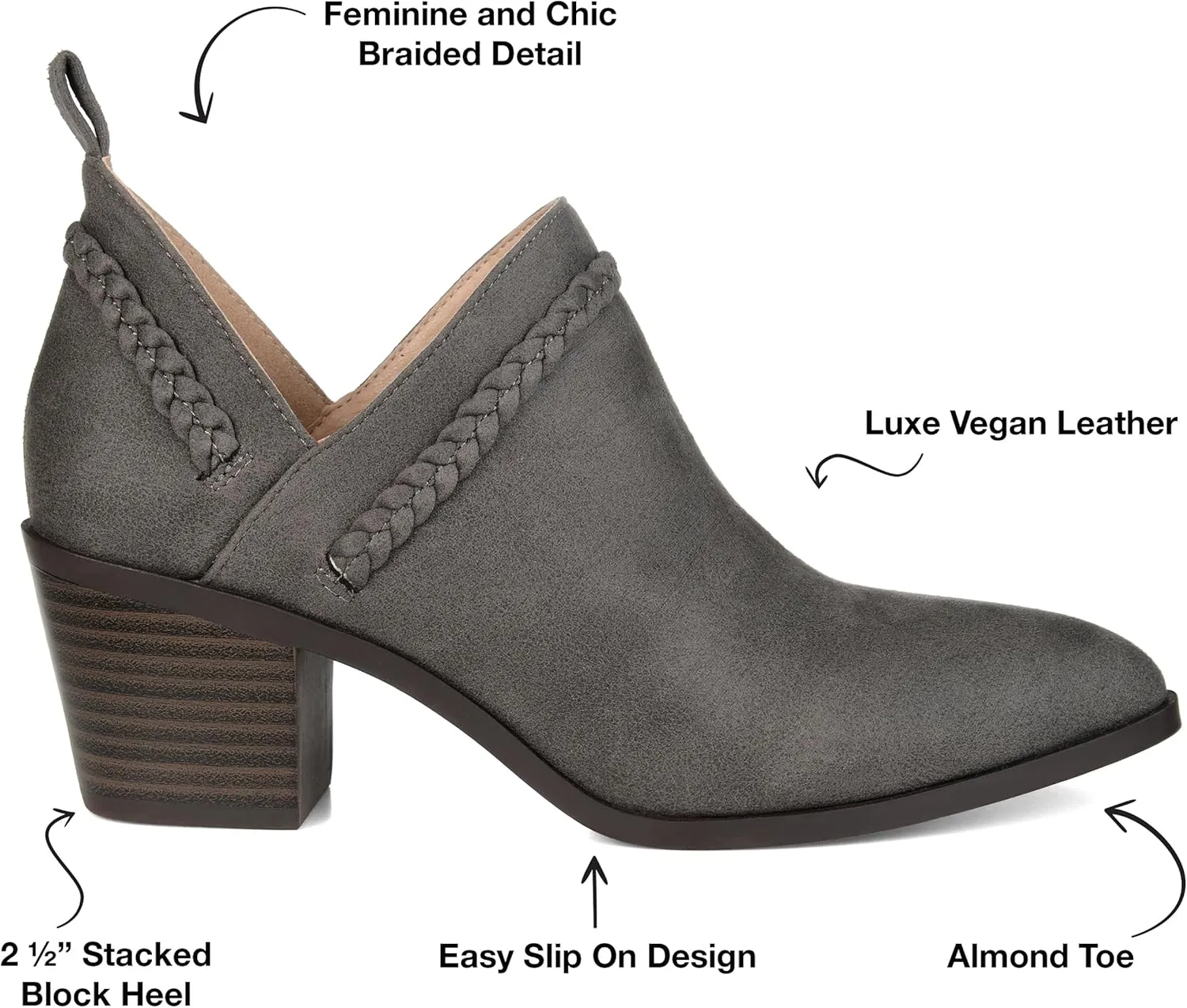 Journee Womens Sophie Pull On Stacked Heel Booties Brown