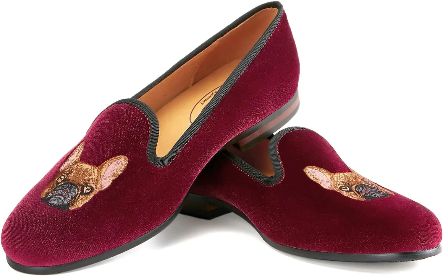 Journey West Men's Velvet Loafers Embroidery Slip-On Loafers Tuxedo Dress Shoes Smoking Slippers for Men