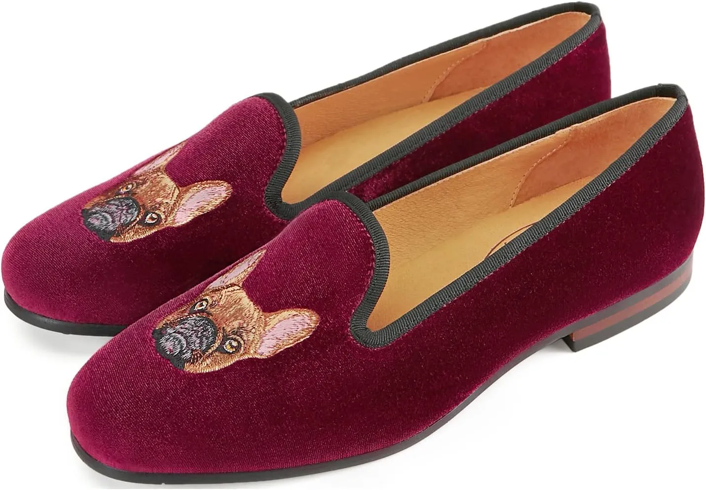 Journey West Men's Velvet Loafers Embroidery Slip-On Loafers Tuxedo Dress Shoes Smoking Slippers for Men