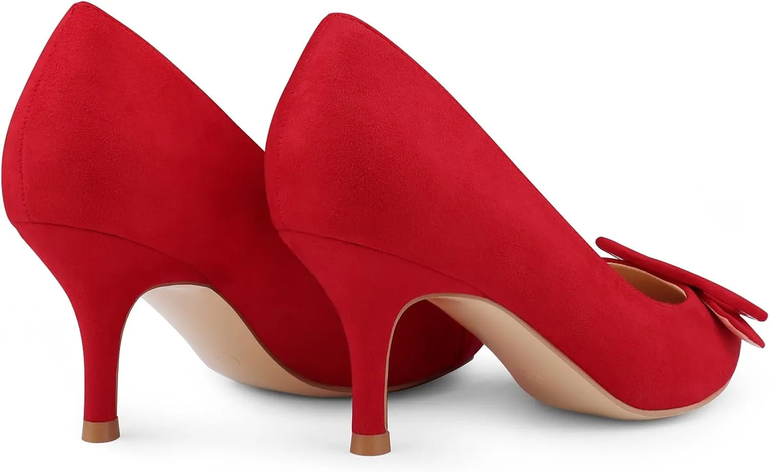 JOY IN LOVE Women's Kitten Heel Pumps Pointed Toe Square-Buckle Office Dress Pump Shoes
