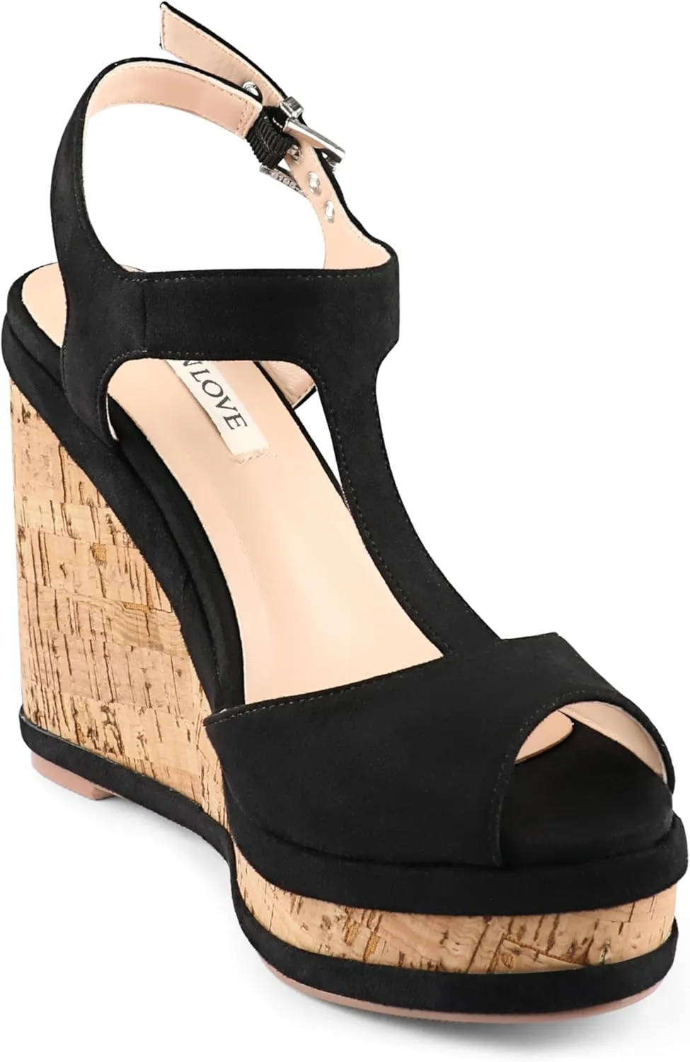 JOY IN LOVE Women's Wedges Sandals Platform Buckle Shoes