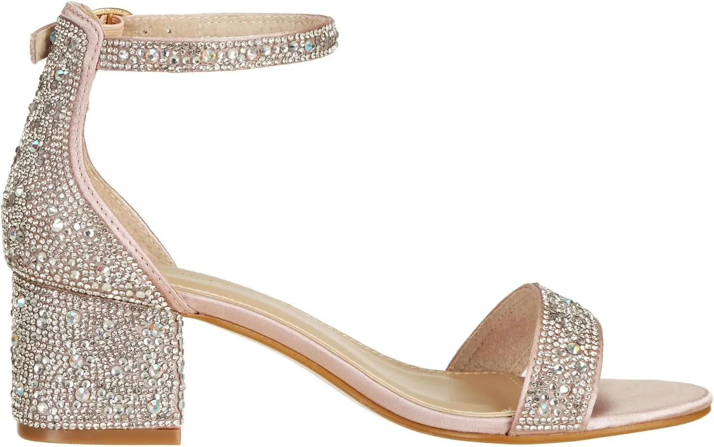 J's.o.l.e Women's Fashion Ankle Strap Rhinestone Block Heeled Sandals Party Evening Prom Bridal Shoes