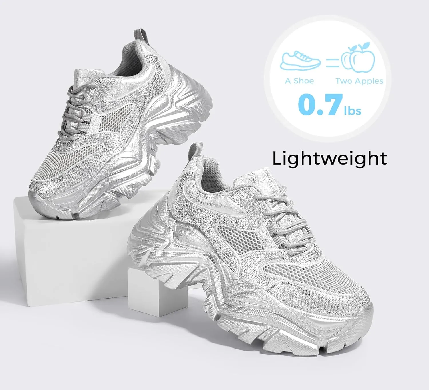 K KIP WOK Chunky Sneakers for Women Fashion Platform White Leather Casual Dad Shoes Comfortable Wedge Walking Sport Sneakers
