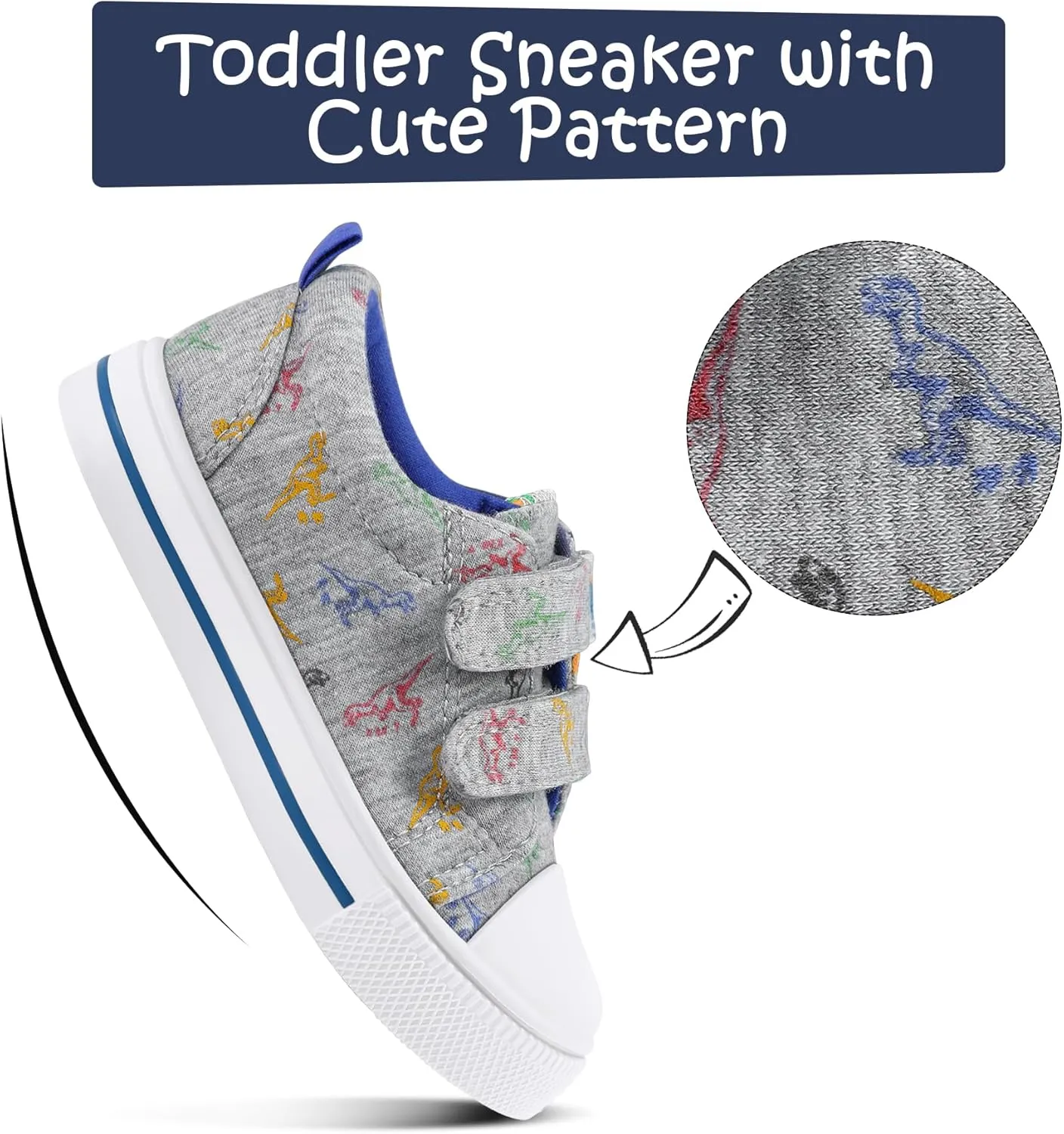 K KomForme Toddler Boys & Girls Shoes Kids Canvas Sneakers with Cartoon Dual Hook and Loops
