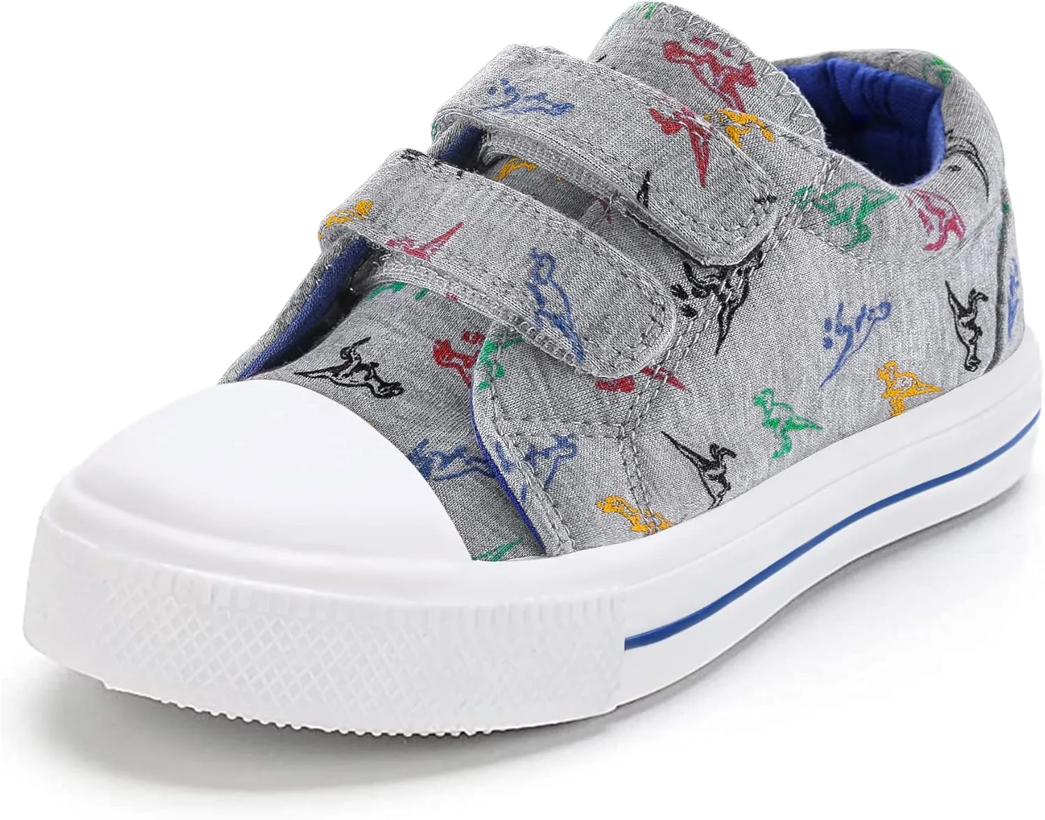 K KomForme Toddler Boys & Girls Shoes Kids Canvas Sneakers with Cartoon Dual Hook and Loops