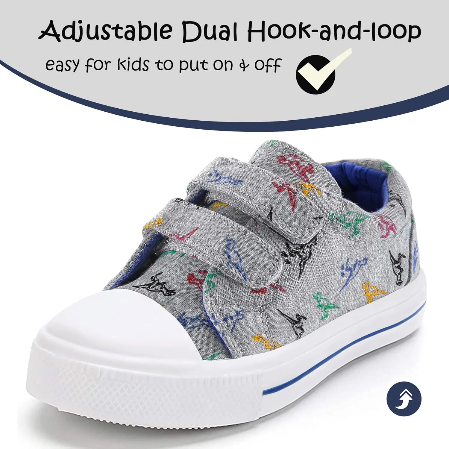 K KomForme Toddler Boys & Girls Shoes Kids Canvas Sneakers with Cartoon Dual Hook and Loops