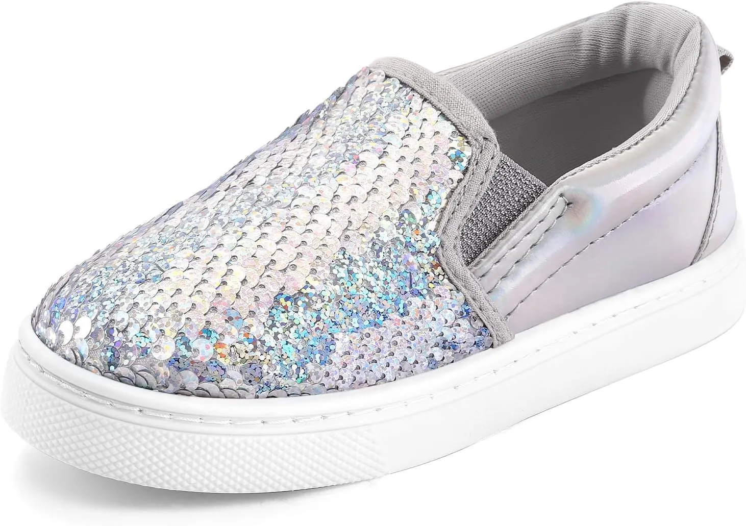 K KomForme Toddler Slip on Sneakers Girls Sparkle Sequins Canvas Walking Shoes