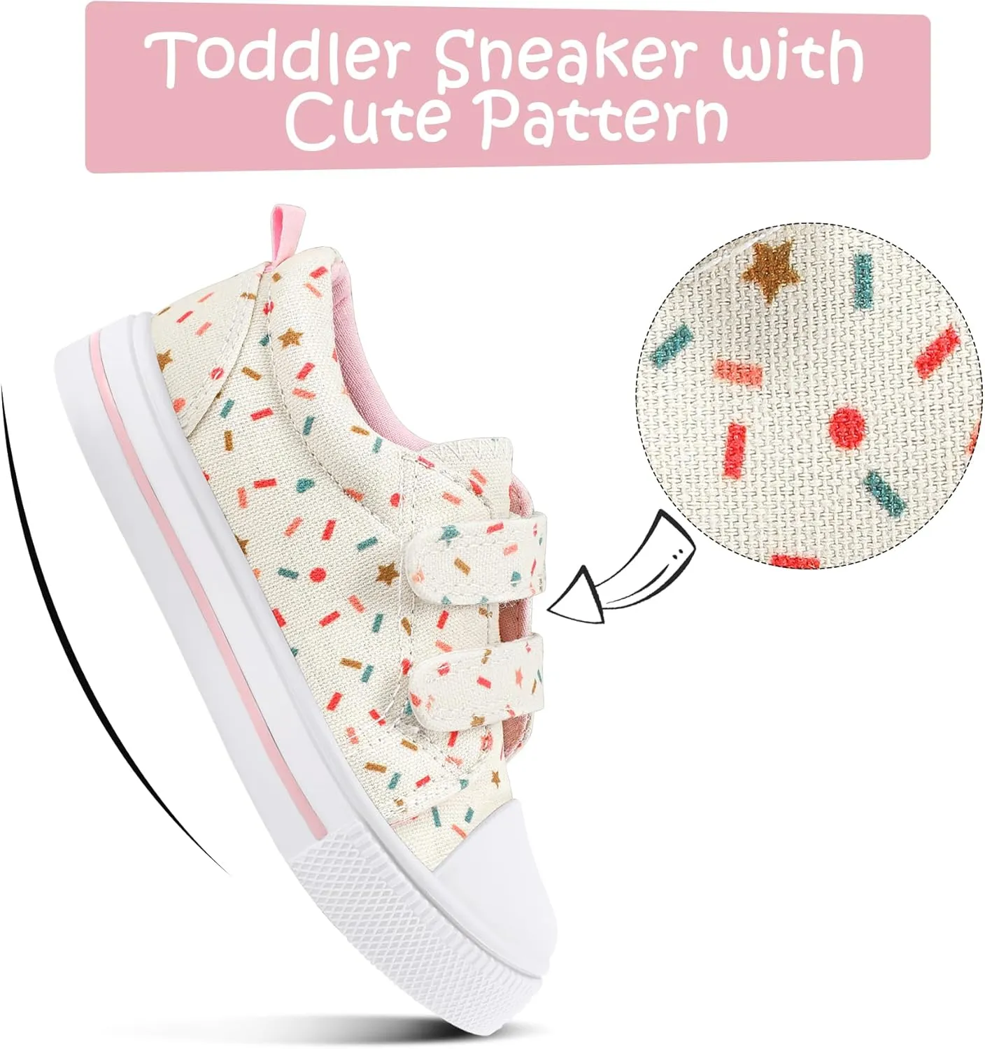 K KomForme Toddler Sneakers for Boys and Girls Dual Hook and Loops Sneakers Baby Canvas Shoes