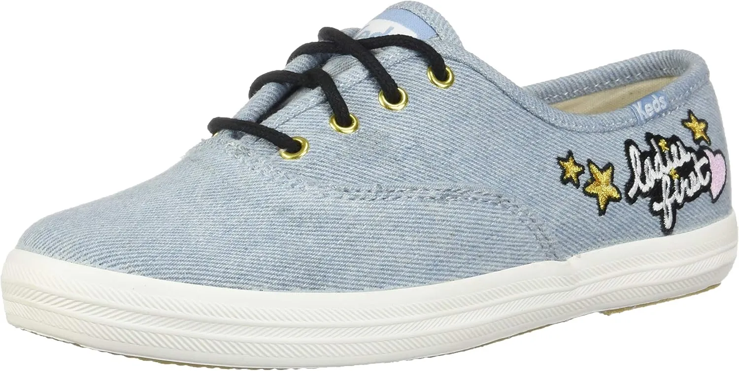 Keds Womens Champion Applique Canvas Casual Sneakers Blue 6.5 Medium (B,M)