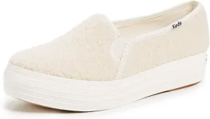 Keds Women's Triple Decker Sherpa Sneakers, Cream, Off White, 8.5 M US