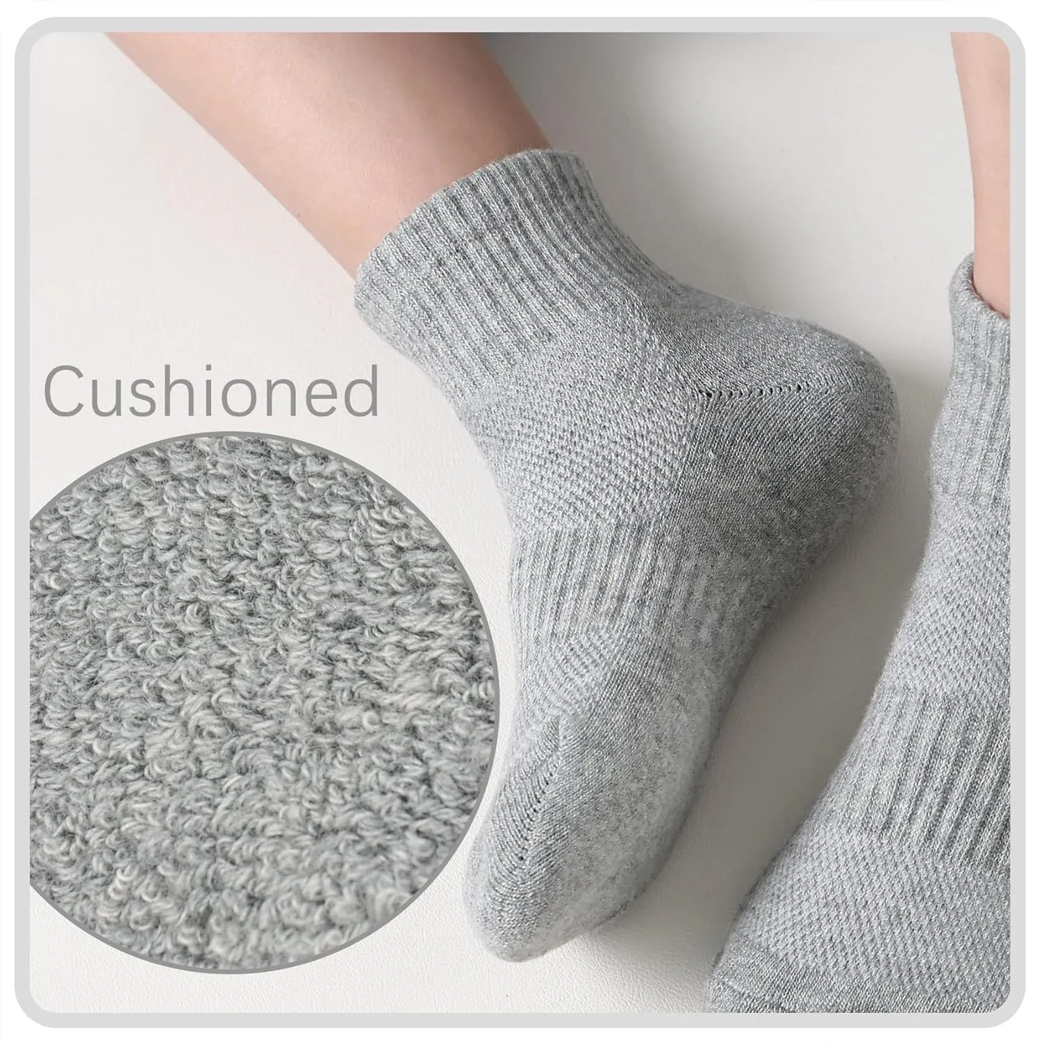 Kids Ankle Socks Boys Cushioned Athletic Short Socks Girls Cotton Quarter Socks Children Youth Women 10 Pairs