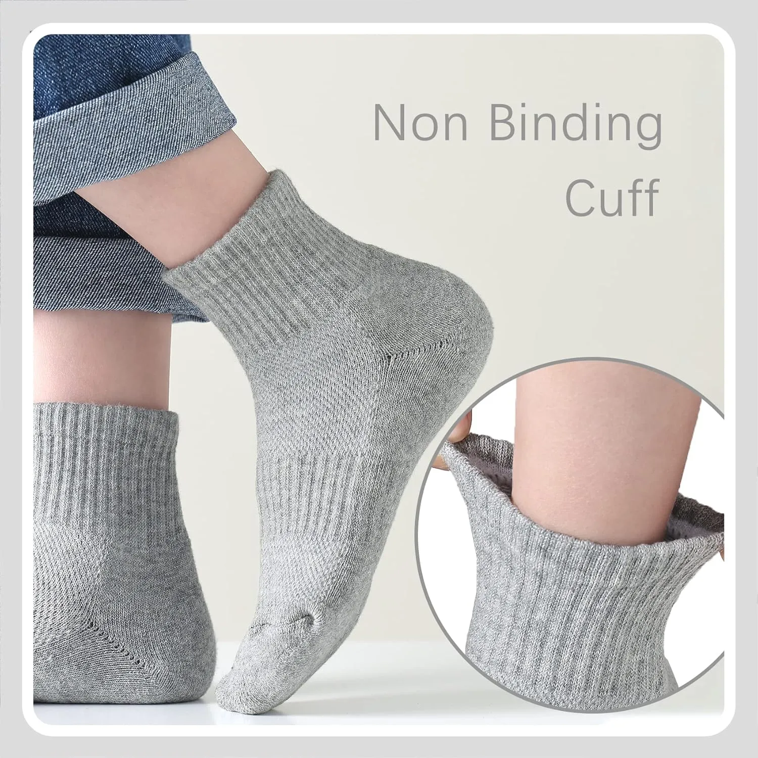 Kids Ankle Socks Boys Cushioned Athletic Short Socks Girls Cotton Quarter Socks Children Youth Women 10 Pairs