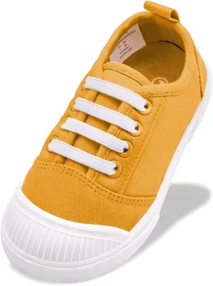 Kids Canvas Shoes Toddlers Slip-on Sneakers Skin-Friendly Comfortable Causal Girls Tennis Shoes Boys Gym Shoes Ginger/Yellow