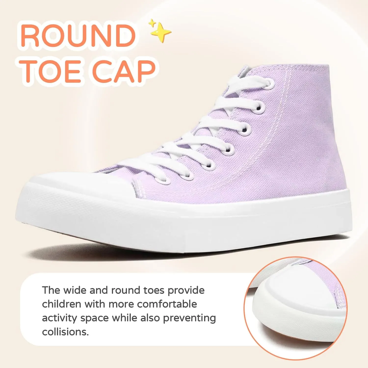 Kids Canvas Sneakers for Girls Boys High Top Canvas Fashion Shoes Comfortable Classic Casual Lace up Walking Running Shoes