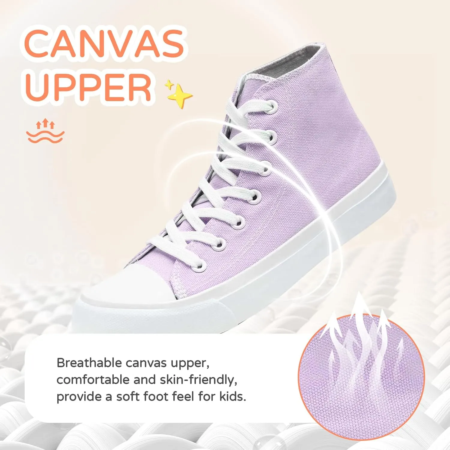 Kids Canvas Sneakers for Girls Boys High Top Canvas Fashion Shoes Comfortable Classic Casual Lace up Walking Running Shoes