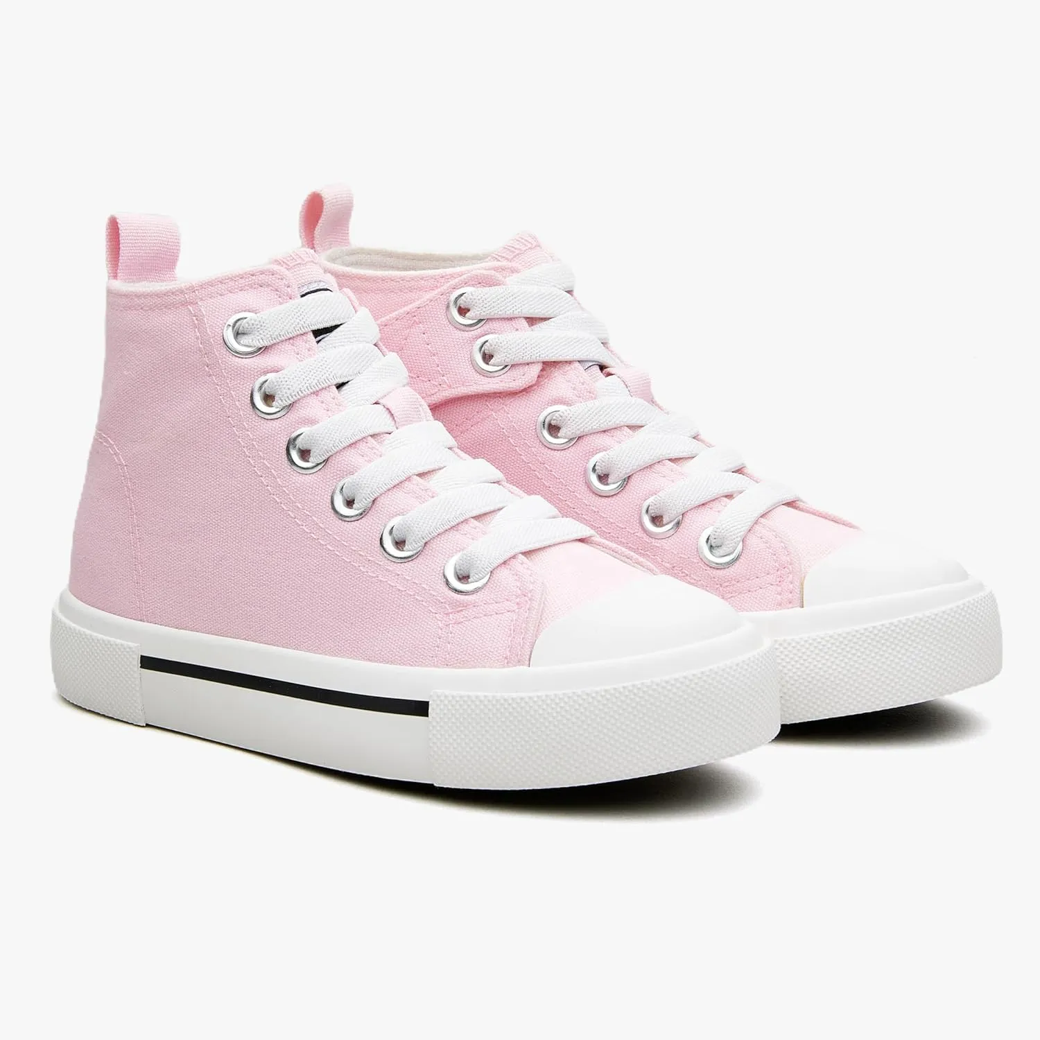 Kids High-Top Slip-On Sneakers Comfortable Canvas Shoes with Hook Loop Closure for Boys and Girls