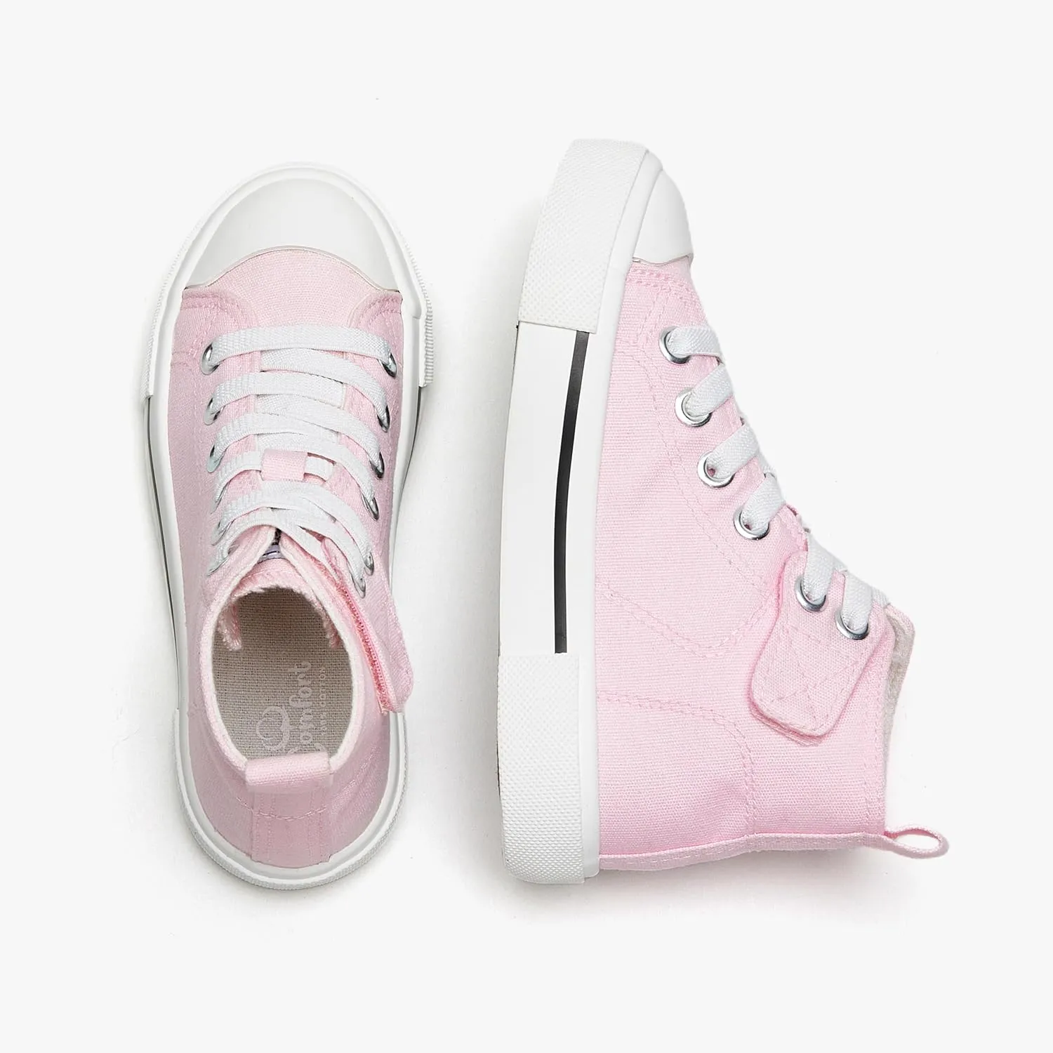Kids High-Top Slip-On Sneakers Comfortable Canvas Shoes with Hook Loop Closure for Boys and Girls