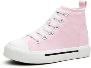 Kids High-Top Slip-On Sneakers Comfortable Canvas Shoes with Hook Loop Closure for Boys and Girls