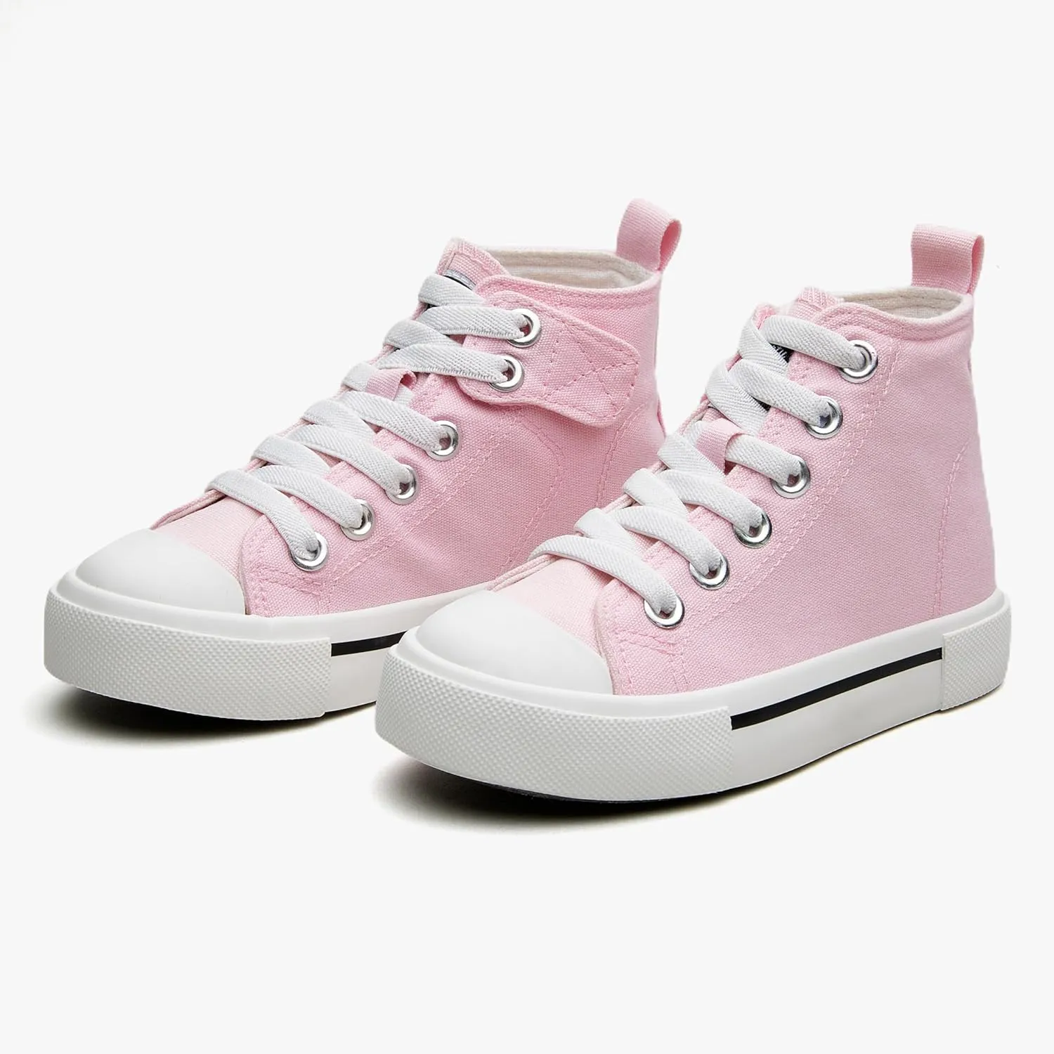 Kids High-Top Slip-On Sneakers Comfortable Canvas Shoes with Hook Loop Closure for Boys and Girls