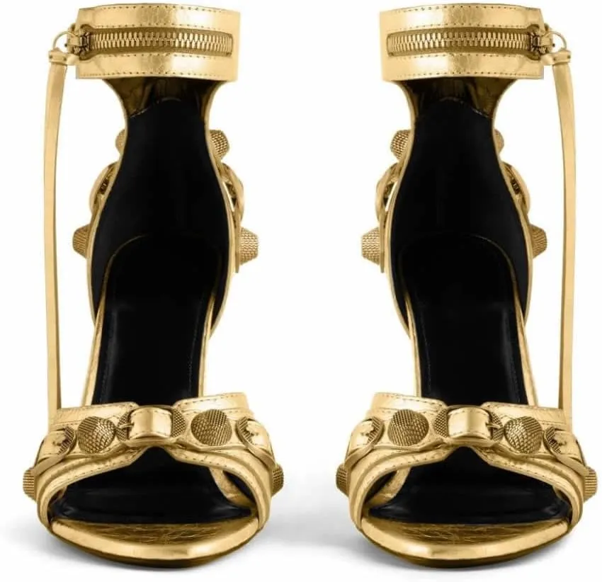 Kluolandi Women's High Stiletto Heeled Sandals with Tassel Open Toe Studded Zipper Ankle Strap High Heels Dress Pumps Shoes
