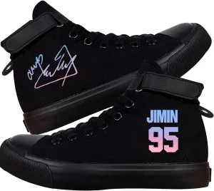 KPOP Shoes Jungkook Merchandise V Taehyung Jimin Suga JHope Jin High Top Canvas Sneakers High Top Lace Ups Casual Shoes
