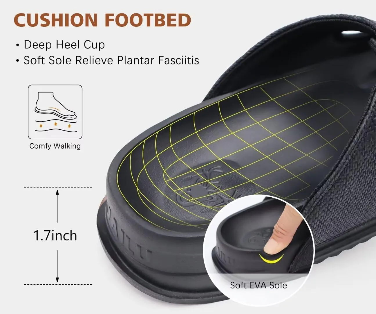KuaiLu Womens Sandals with Arch Support Comfortable Orthopedic Cushion Recovery Slides Summer Fashion Leather Double Buckle Casual Slip On Plantar Fasciitis Shoes for Indoor&Outdoor (US Size 6-12)