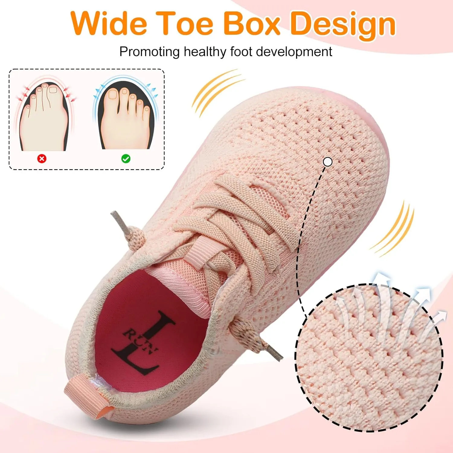 L-RUN Toddler Boys Girls Tennis Shoes Breathable Comfortable Barefoot Wide Summer School Walking Sneakers Baby First Walking Shoes