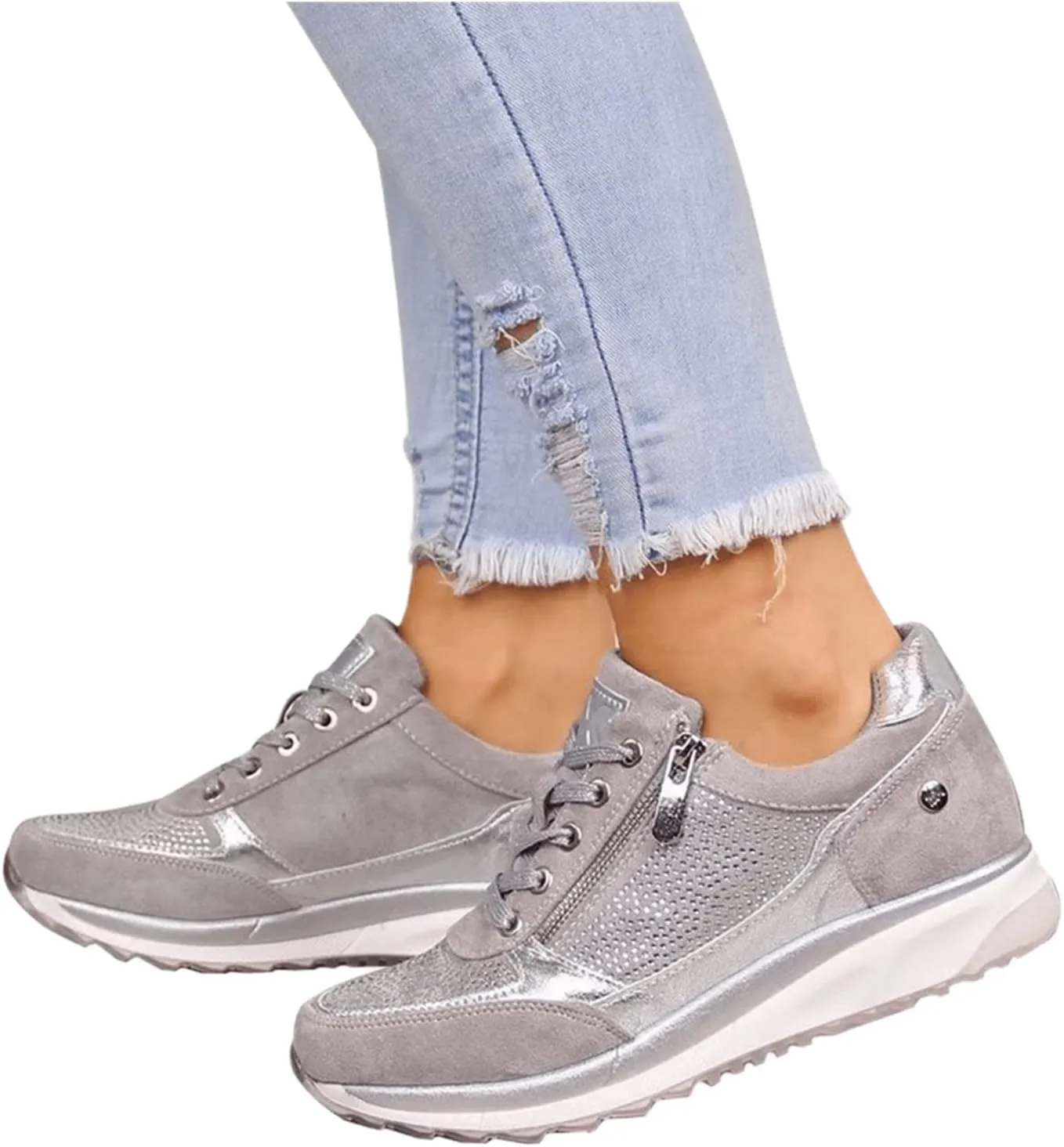 Ladmiple Shoes For Women Slip On Sneakers Breathe Walking Shoes Fashion Comfort Non Slip Platform Running Tennis Shoes
