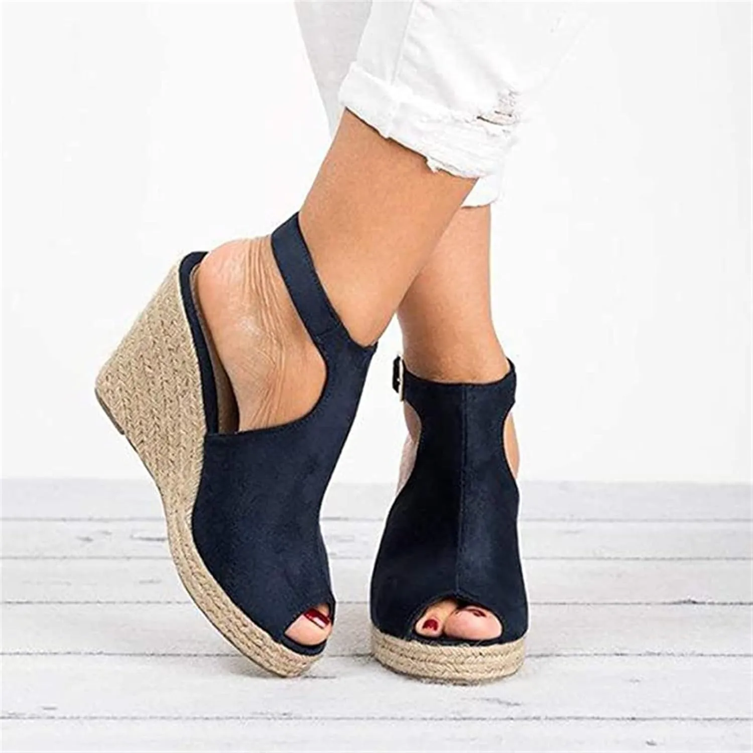 Ladmiple Summer Sandals for Women 2023 Platform Slip On Shoes Wedge Sandals Open Toe Comfy Dressy High Heel Wedge Sandal