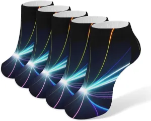 Laser Light Ankle Socks for Men & Women, 5 Pairs Breathable Soft Low Cut Socks, Stretch Sweat Wicking Sox