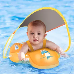 LAYCOL Baby Swimming Float with UPF50  Sun Canopy Baby Floats for Pool No Flip Overbaby Pool for Baby Age of 3-36 Months