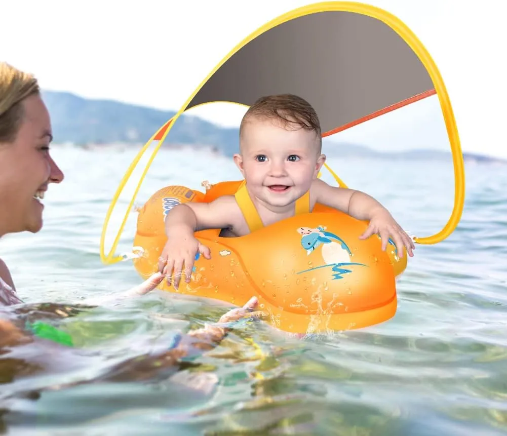 LAYCOL Baby Swimming Float with UPF50  Sun Canopy Baby Floats for Pool No Flip Overbaby Pool for Baby Age of 3-36 Months