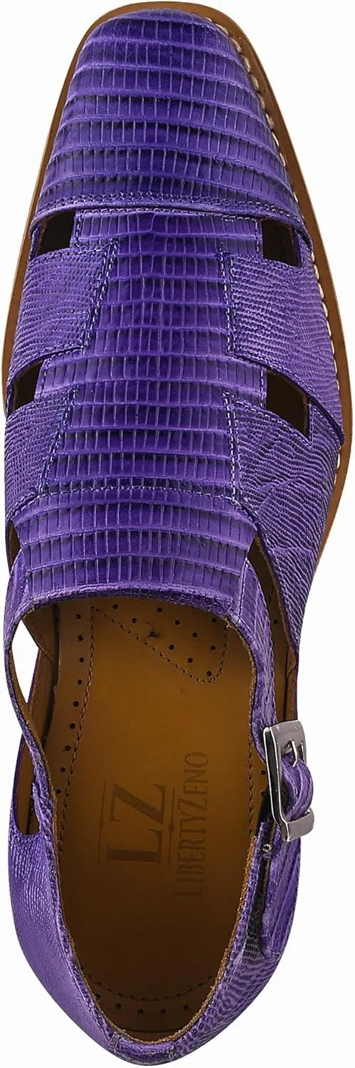 LIBERTYZENO Mens Closed Toe Genuine Leather Adults Buckle Closure Fisherman Sandals for Prom Graduation