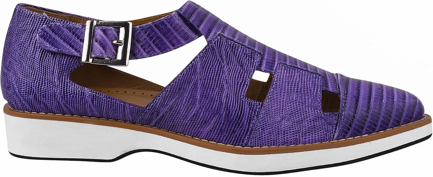 LIBERTYZENO Mens Closed Toe Genuine Leather Adults Buckle Closure Fisherman Sandals for Prom Graduation