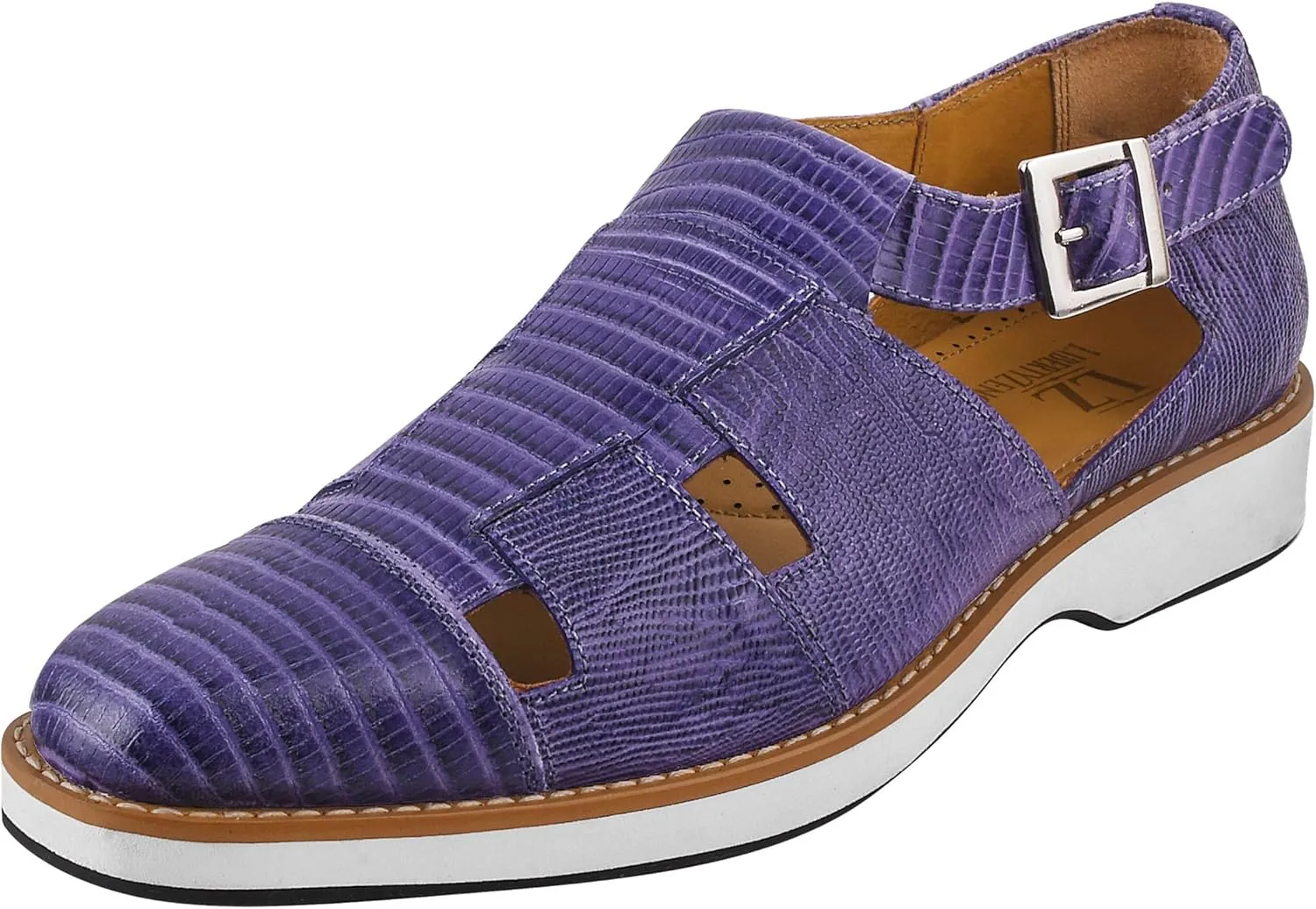 LIBERTYZENO Mens Closed Toe Genuine Leather Adults Buckle Closure Fisherman Sandals for Prom Graduation