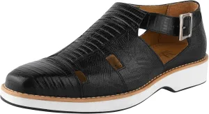 LIBERTYZENO Mens Closed Toe Genuine Leather Adults Buckle Closure Fisherman Sandals for Prom Graduation