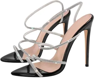 LISHAN Womens Pearl Stiletto High Heel Ankle Strap Buckle For Party Prom