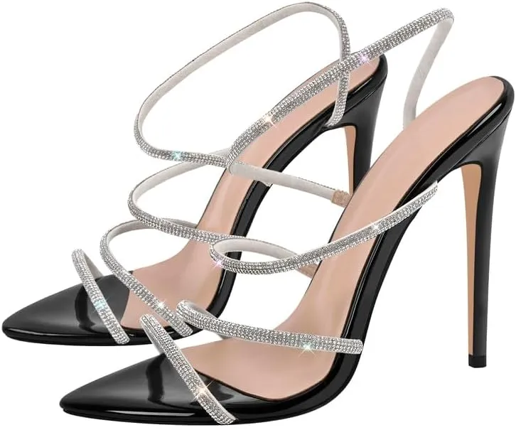 LISHAN Womens Pearl Stiletto High Heel Ankle Strap Buckle For Party Prom