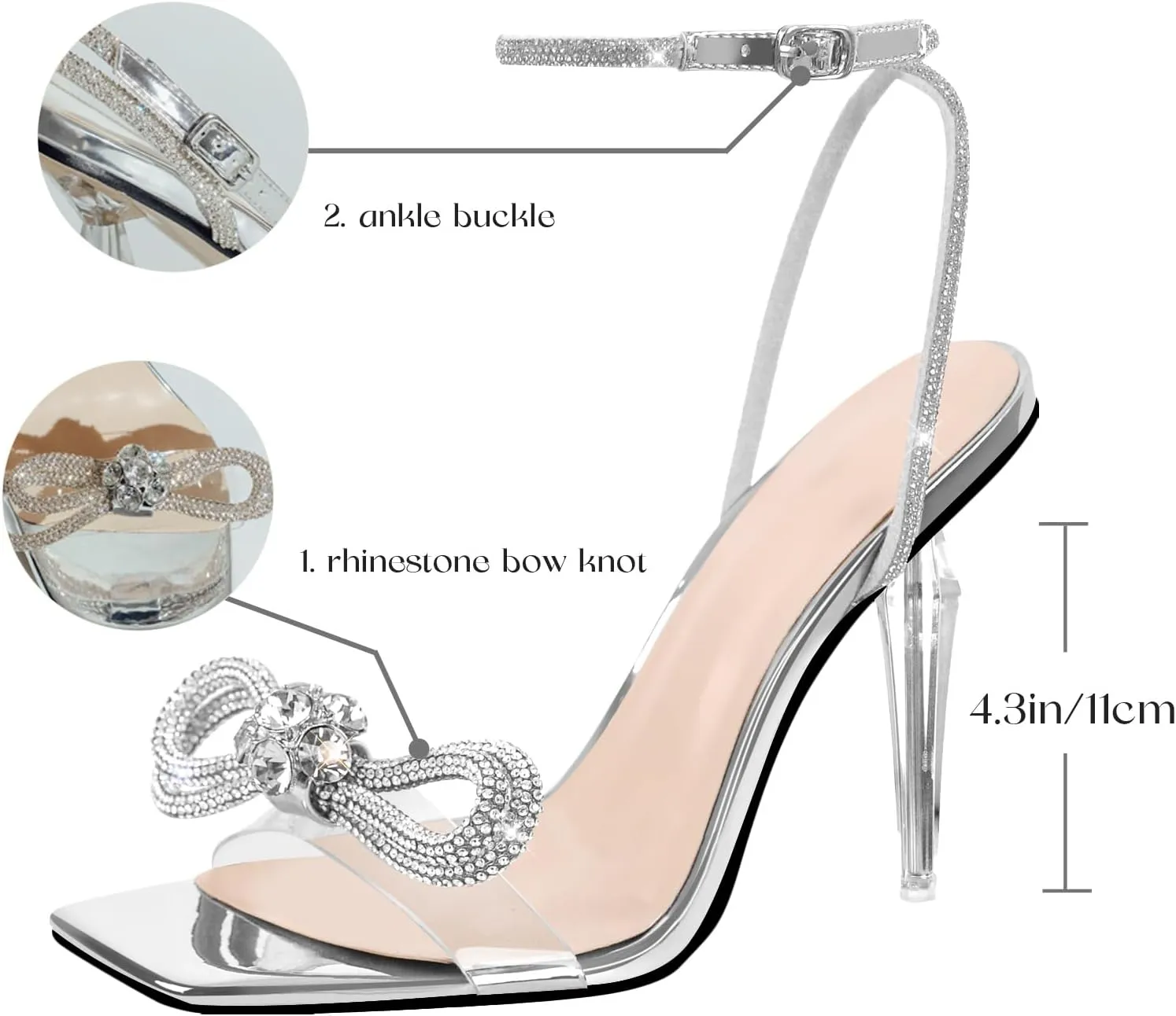 LISHAN Womens Pearl Stiletto High Heel Ankle Strap Buckle For Party Prom