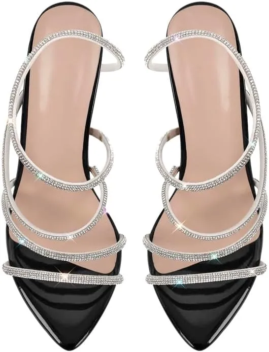 LISHAN Womens Pearl Stiletto High Heel Ankle Strap Buckle For Party Prom