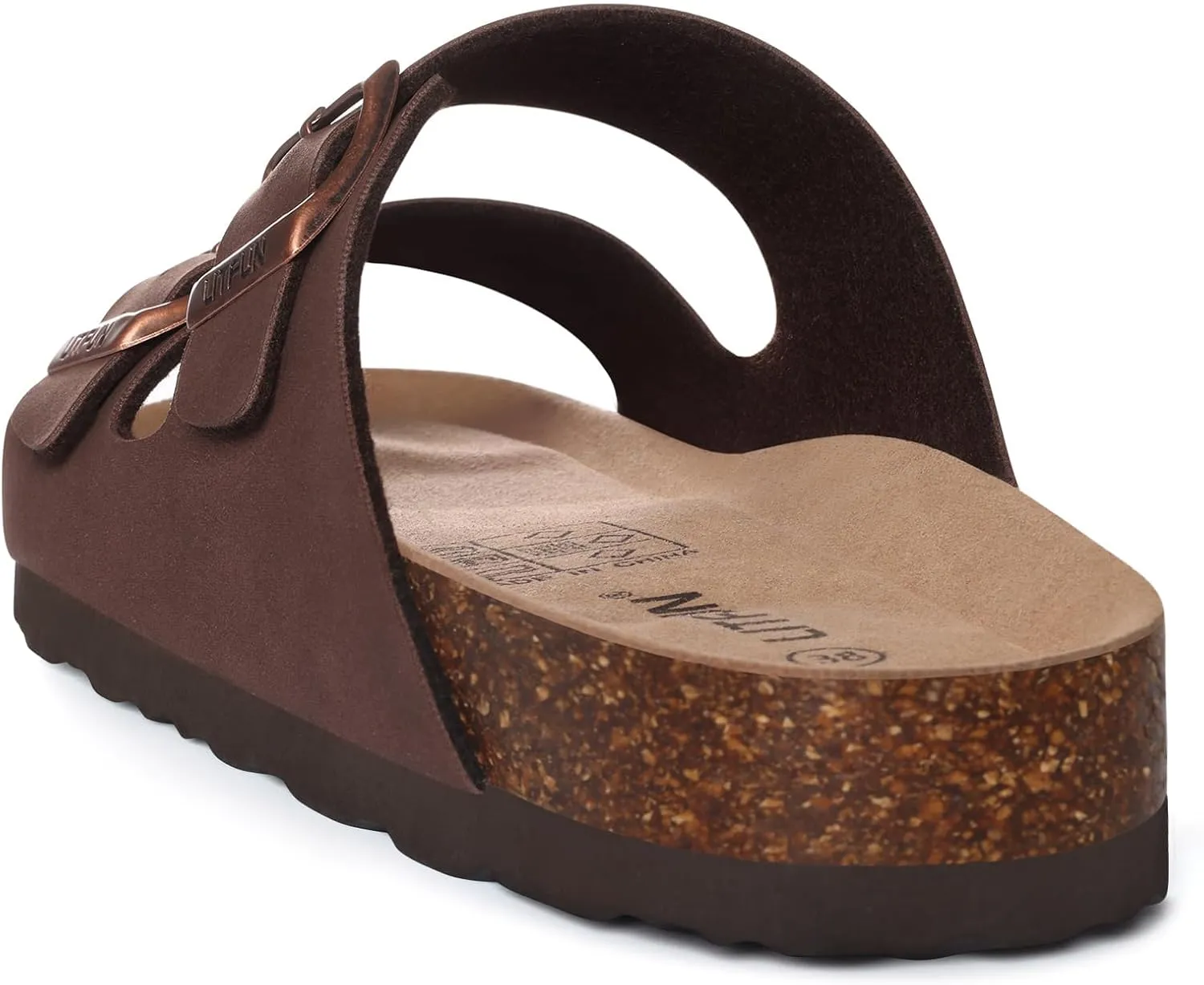 Litfun Women's Cork Footbed Sandal Summer Slip On Slide Sandals with Adjustable Buckle