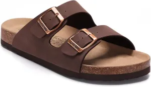 Litfun Women's Cork Footbed Sandal Summer Slip On Slide Sandals with Adjustable Buckle