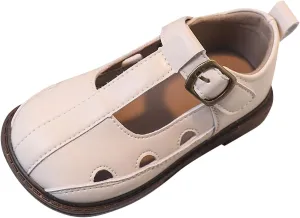 Little Girls Closed Toe Hollow Sandals Summer Lady's Style Shoes Hollowed Out Flat Outdoor Touring Sandals
