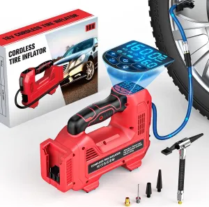LIVOWALNY Cordless Tire Inflator Air Compressor for Milwaukee 18V Battery, Portable Handheld Air Pump with Digital Pressure Gauge for Cars Motorcycles Bikes Sport Balls(Battery Not Included)