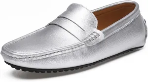 Loafer Shoes for Men Genuine Leather Stitching Details Penny Loafer Flat Heel Comfortable Flexible Driving Slip On for Any Attire